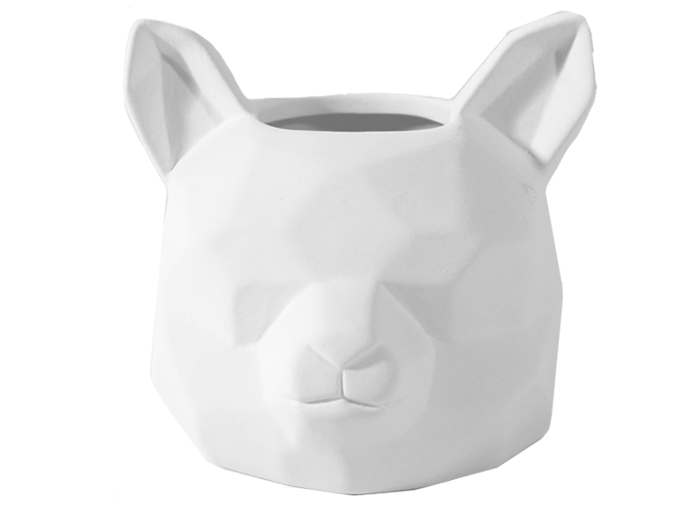 Faceted Fox Planter Bisqueware