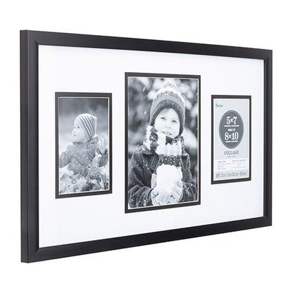 Collage Picture Frame: 3 Photos, Black, 25.3 x 14.8 inches