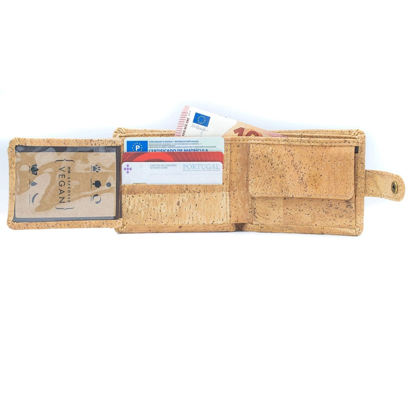 Men cork Wallet with Snap Button