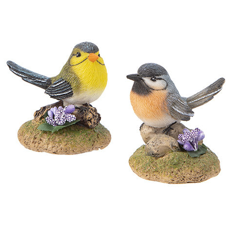 Bird Decor: Resin, 2.5 x 3 inches, 2 Assorted Styles