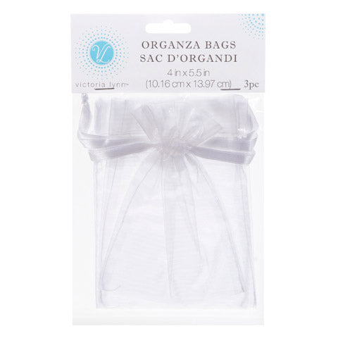 Organza Favor Bags - White - 4 x 5.5 - 3 pcs