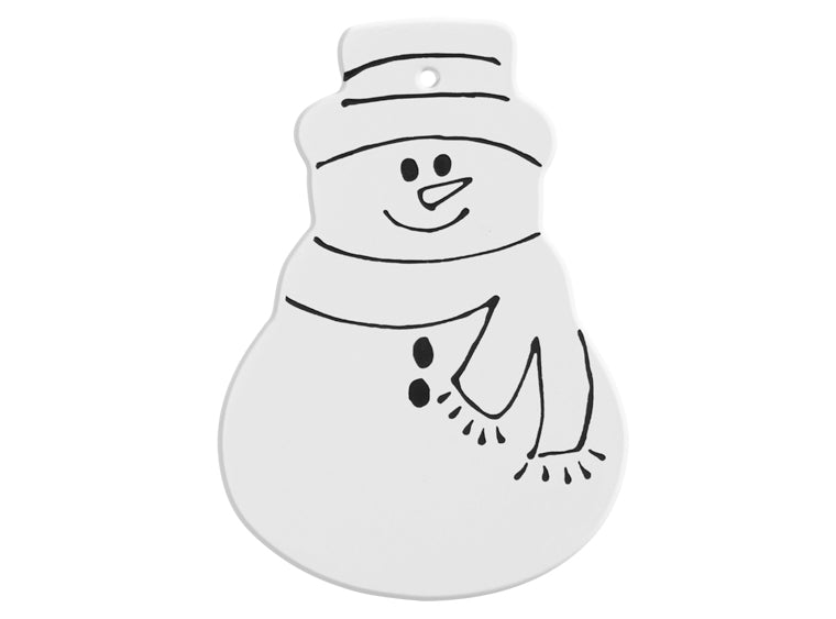 Hand Detailed Snowman Ornament Bisqueware