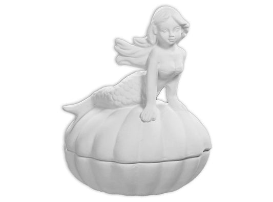 Mermaid Shell Box Bisqueware