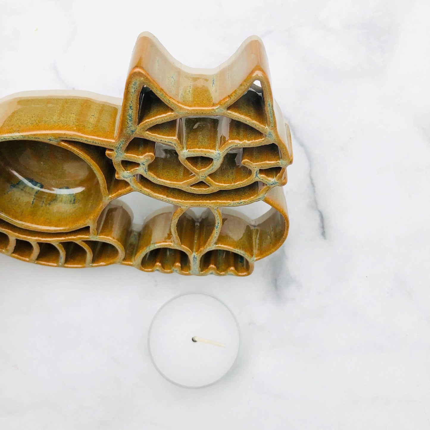 Cat Tealight Holder - Stoneware Bay Pottery