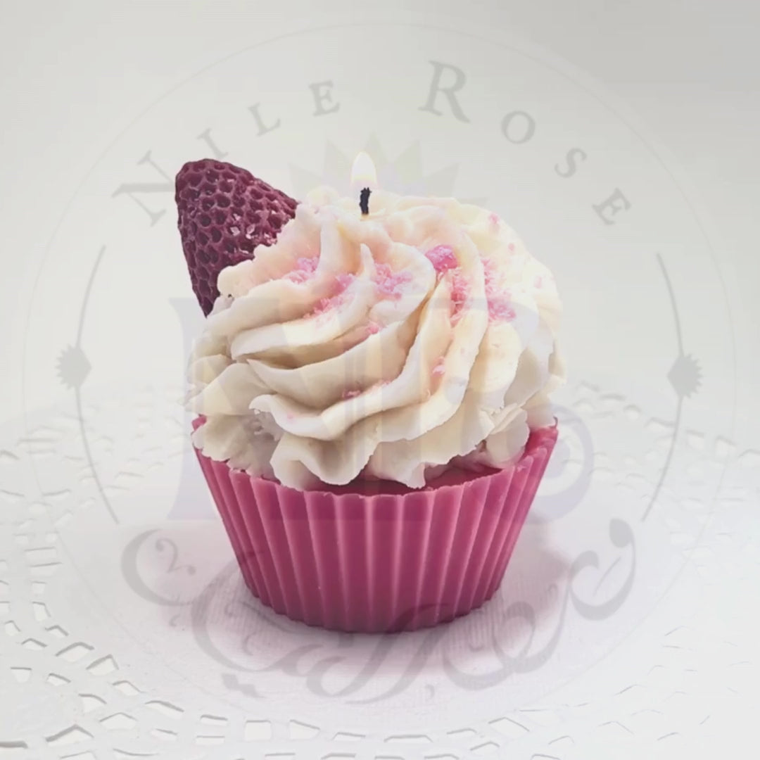 Delightful Strawberries & Cream Cupcake Candle