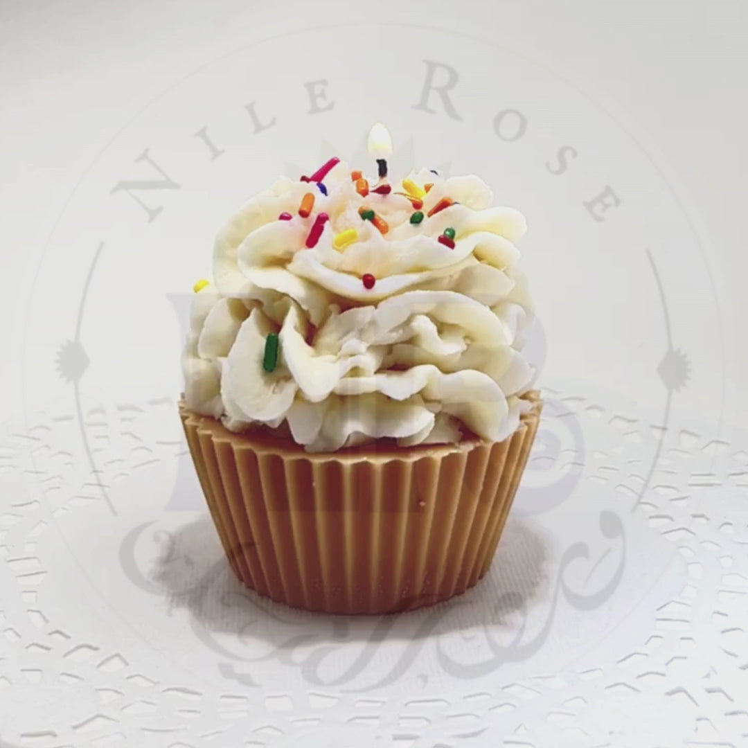 Delightful Vanilla Sprinkles Cupcake Candle
