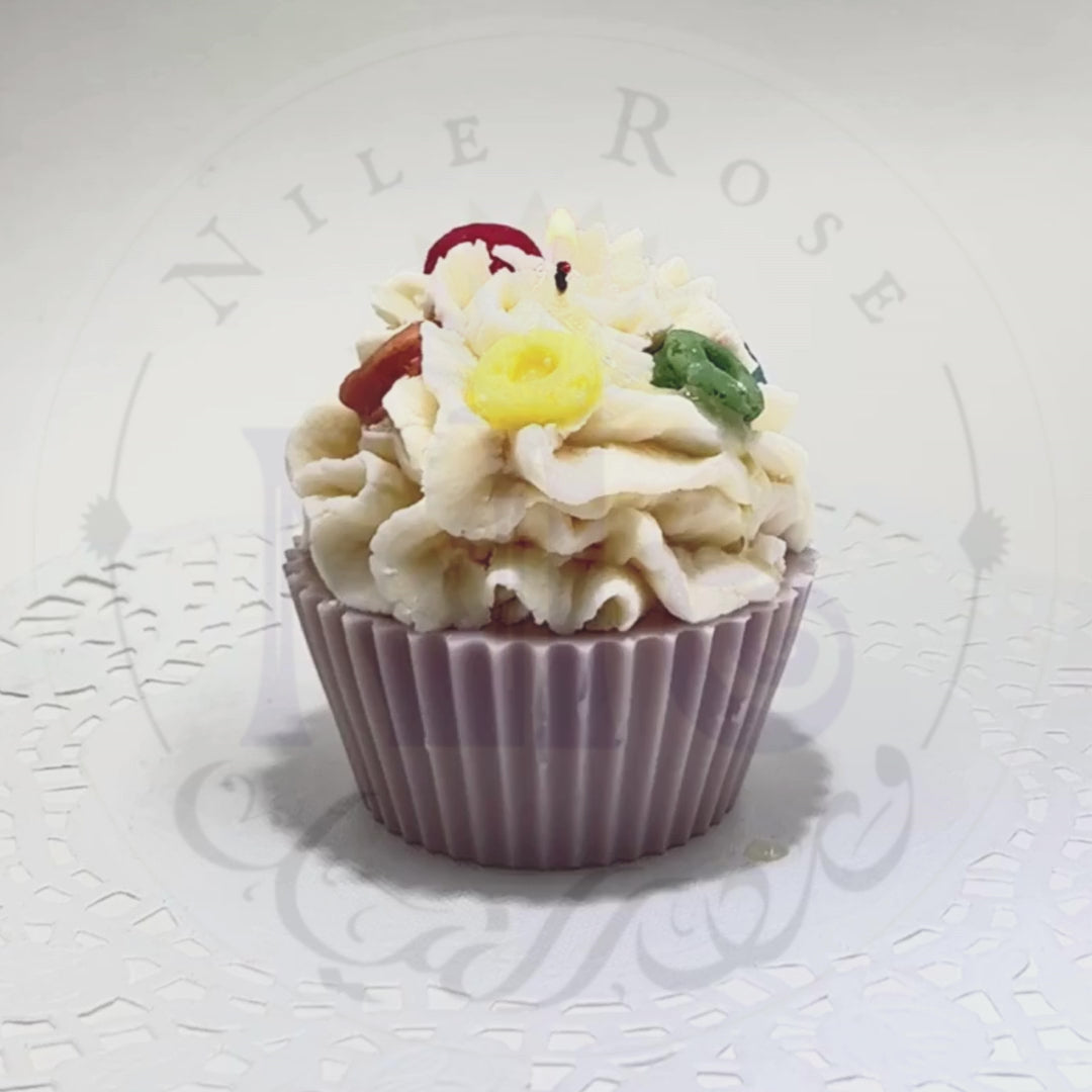 Delightful Fruity Loops Cupcake Candle