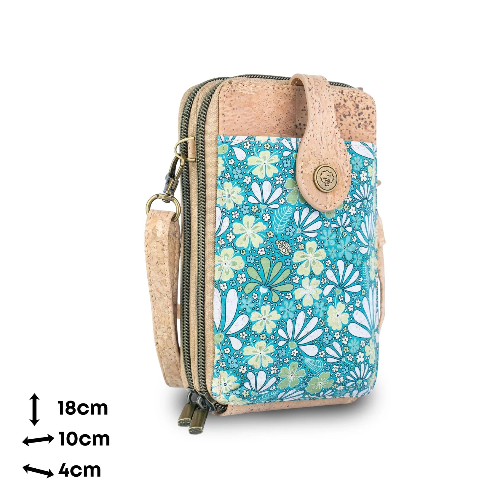 Cork Double Zip Phone Crossbody bag – Floral Print